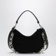 Isabel Marant Oskan Soft Zipped Bag In Black Suede With Medals