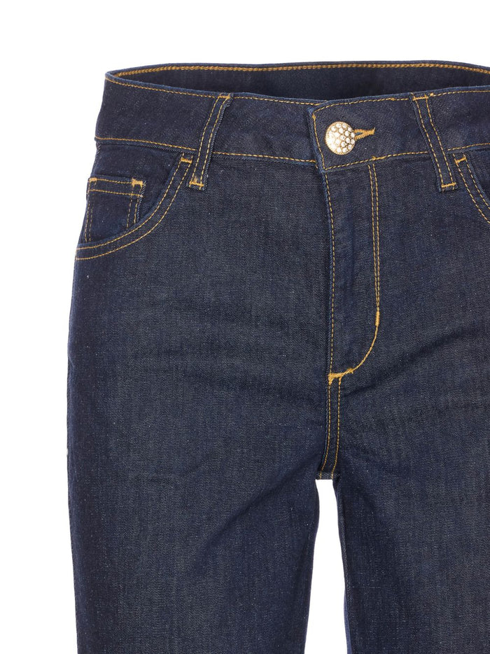 Liu Jo Dark Denim Jeans With Shimmer Button