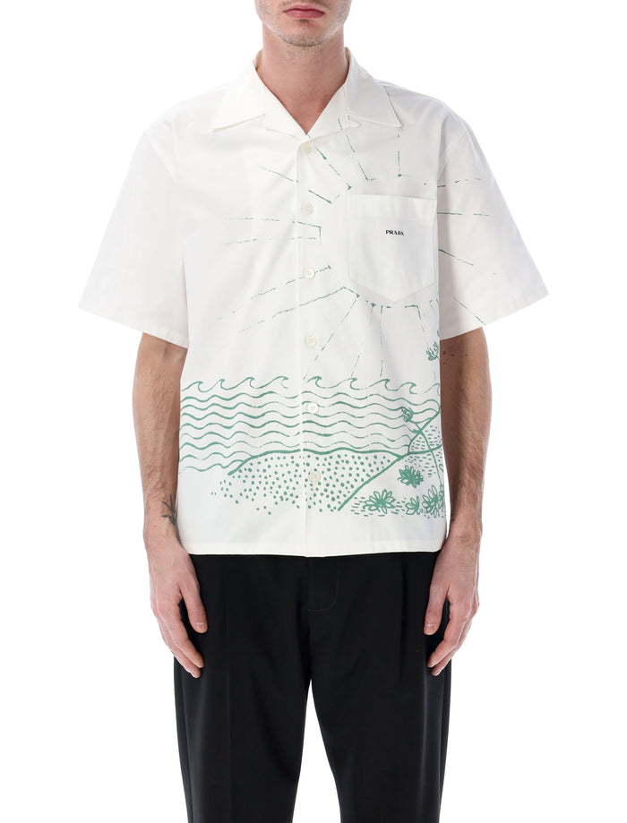 Prada Prada Green Graphic Print Shirt