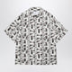 Prada Natural/Burgundy Printed Silk-Blend Shirt