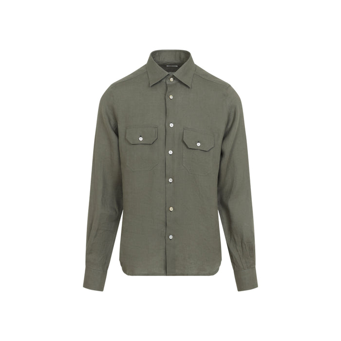 Kiton Green Linen Shirt