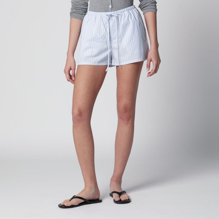 Dunst Light Blue Striped Pajama Mini Shorts