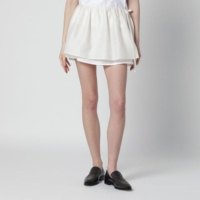 Dunst Cream Mini Skirt With Overlapping Panel