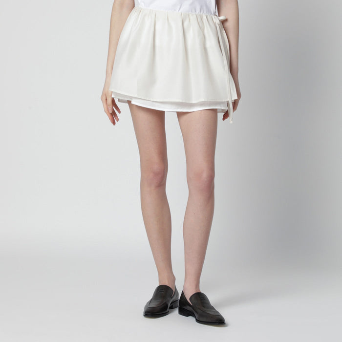 Dunst Cream Mini Skirt With Overlapping Panel