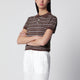 Dunst Brown/Mint Green Striped Linenblend Polo Shirt