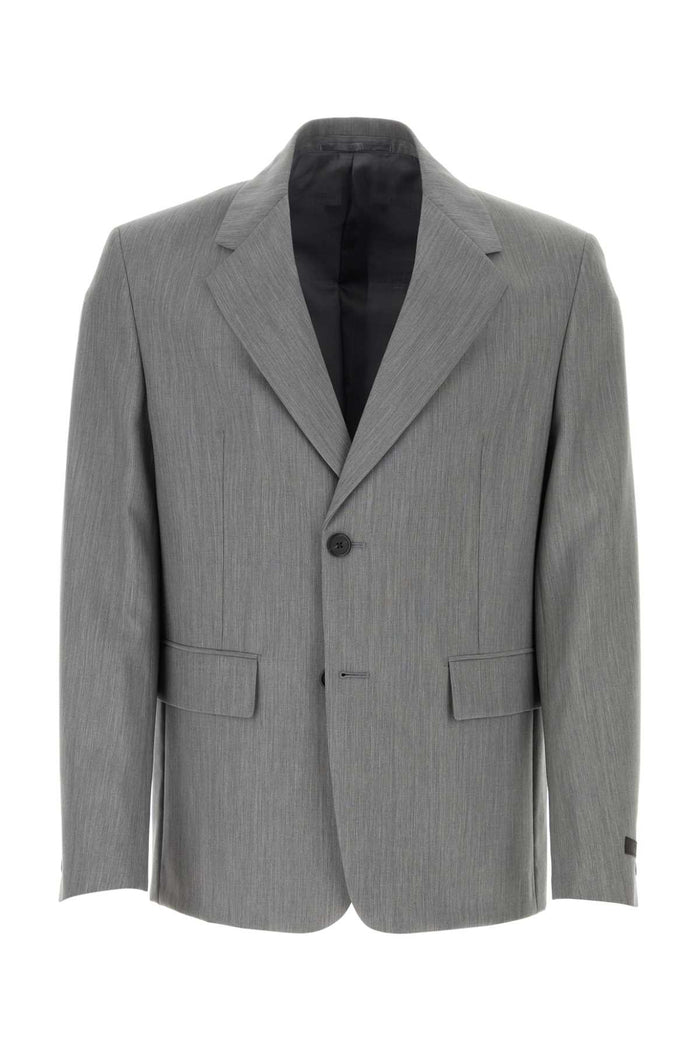 Prada Melange Grey Wool Blend Blazer