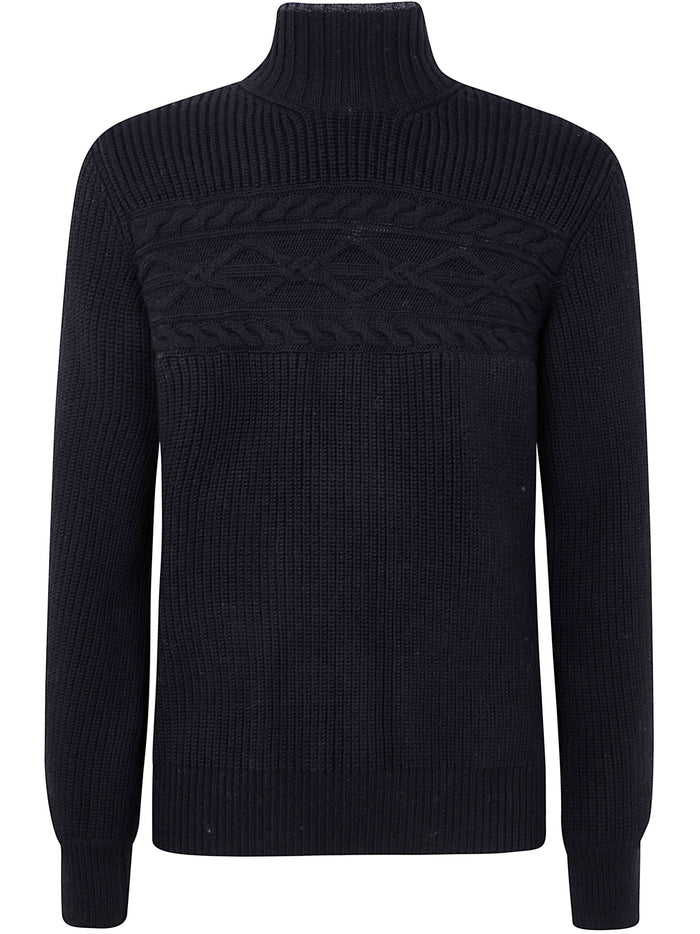 Zegna Pure Wool Pearl Stitch High Neck