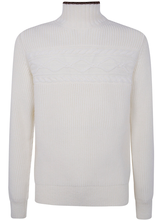 Zegna Pure Wool Pearl Stitch High Neck