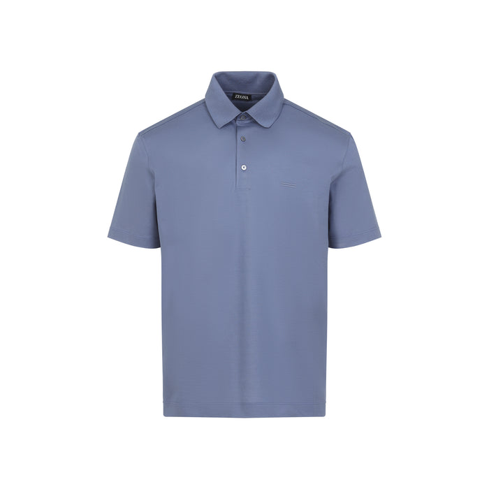 Zegna Blue Cotton Polo