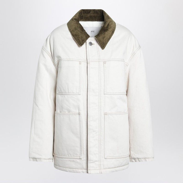 Ami Paris Ivory Padded Worker Cotton Jacket