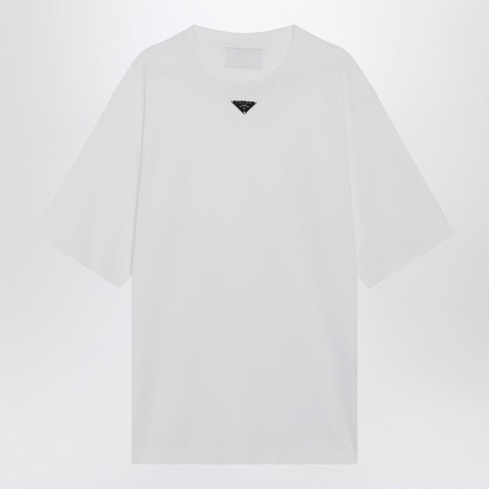 Prada White T-Shirt With Triangle Logo
