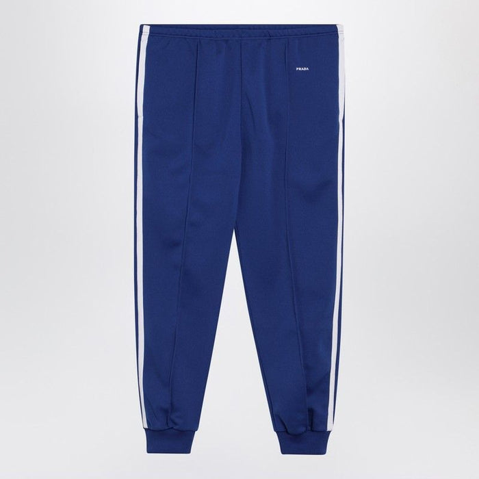 Prada Blueette/White Technical Fabric Jogging Trousers