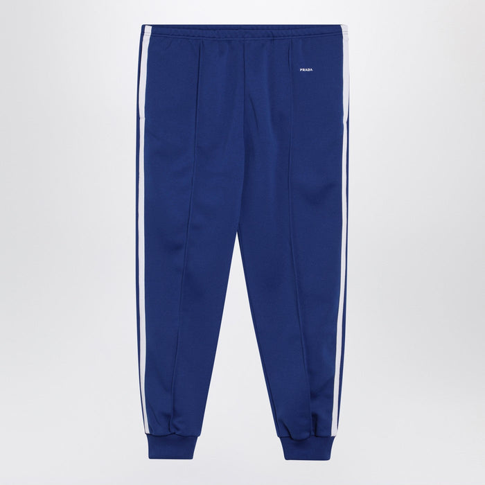 Prada Blueette/White Technical Fabric Jogging Trousers