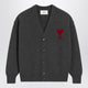 Ami Paris Grey Ami De Coeur Wool Cardigan