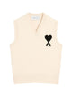 Ami Paris Off White Black Adc Sleevless Sweater