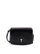 Ami Paris Leather Shoulder Bag With Logo Monogram