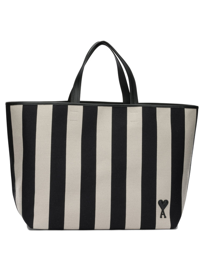 Ami Paris Ami De Coeur Medium Black Cotton Polyester Polyurethane Shoulder Bag
