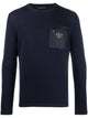 Prada Logo-Plaque Zip-Pocket Wool Jumper