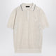 Prada Openwork Talc-Coloured Polo In Cotton And Silk