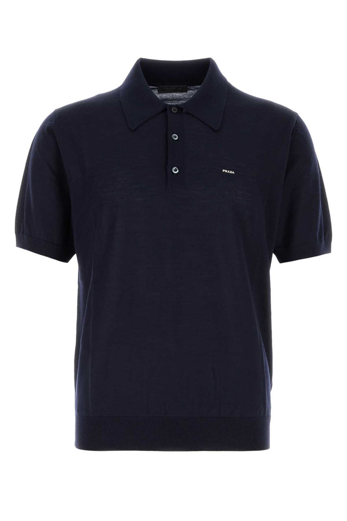 Prada Navy Blue Wool Polo Shirt