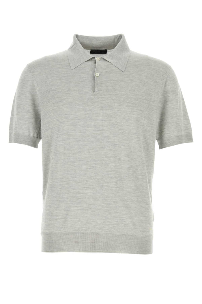 Prada Grey Silk Polo Shirt
