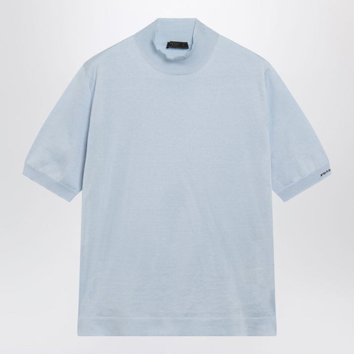 Prada Light Blue Short-Sleeve Cotton Top
