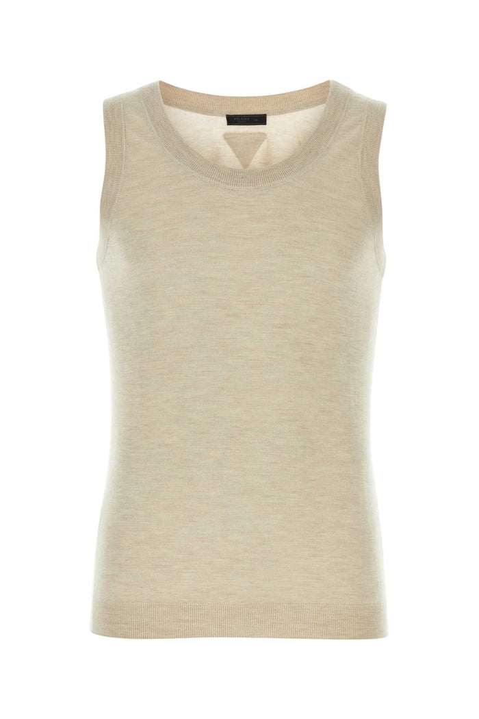 Prada Melange Sand Cashmere Tank Top