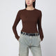 Entire Studios Brown Crewneck Cotton-Blend Top