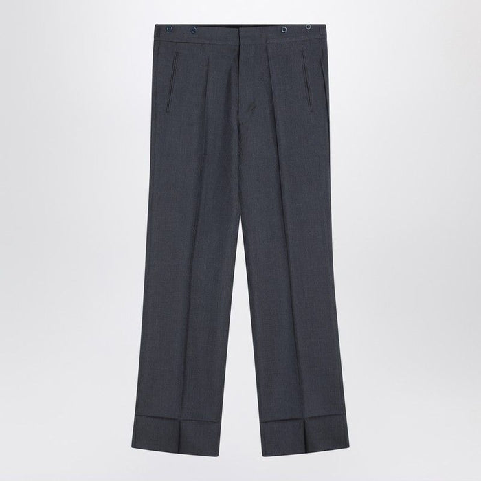 Prada  Wide Grey Mohair And Silk Trousers