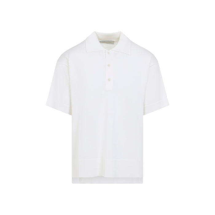 Ami Paris Cream White Virgin Wool Polo With Tonal Ami De Coeur