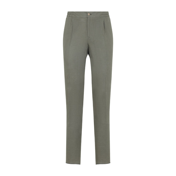 Kiton Green Linen Pants