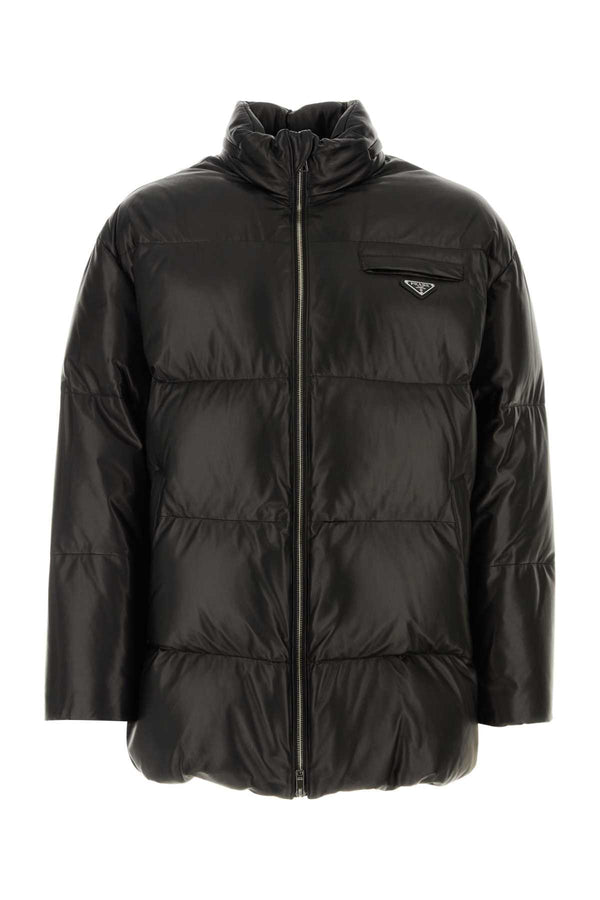 Prada Black Nappa Leather Down Jacket