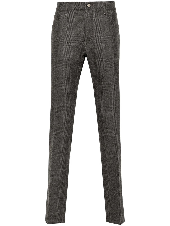 Jacob Cohen Beige Quadretto Virgin Wool Spandex Pants