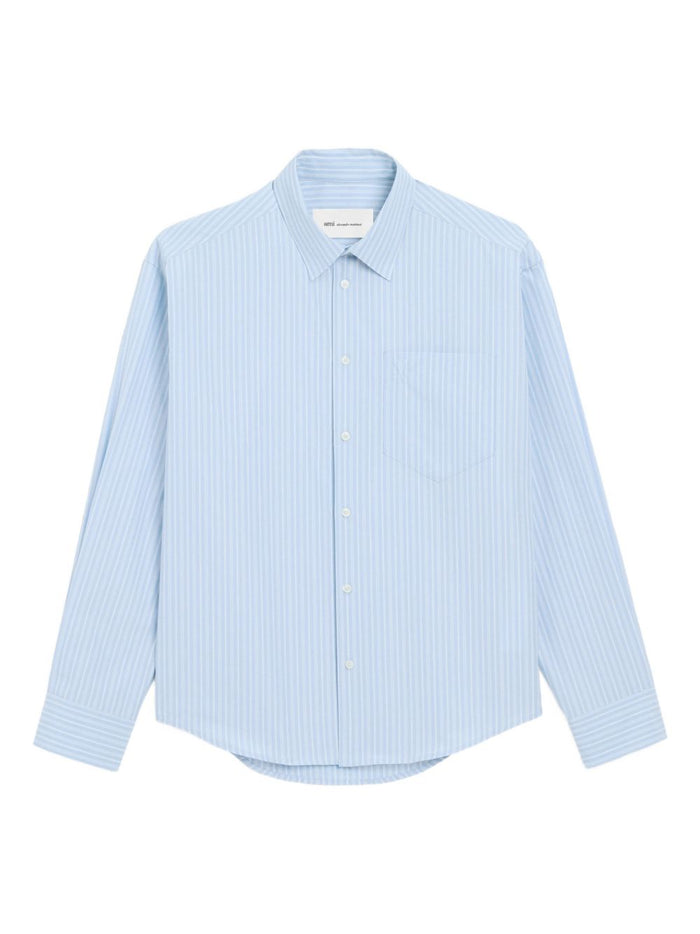 Ami Paris Light Blue Shirt White Stripes