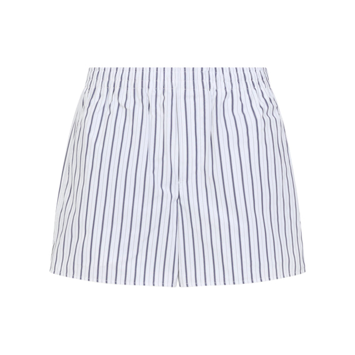 Ami Paris White Shorts With Navy Stripes