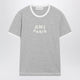 Ami Paris Grey/Cream Cotton T-Shirt With Logo Appliqué