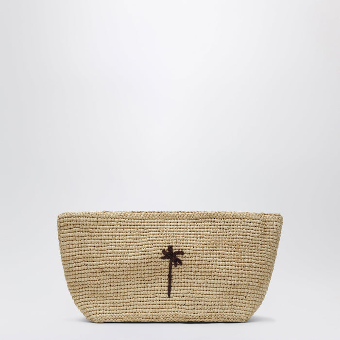 Manebí Raffia Clutch With Logo Embroidery