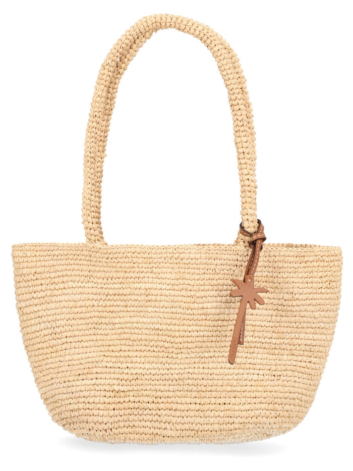 Manebi Powder Raffia Leather Bag