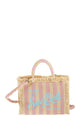 Mc2 Saint Barth Striped Woven Mini Bag With Embroidered Logo And Shoulder Strap