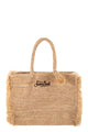 Mc2 Saint Barth Woven Raffia Beach Tote Bag With Fringes