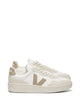 Veja White Beige Leather Flat Shoes