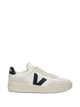 Veja White Black Leather Flat Shoes