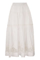 Maurizio Mykonos Cotton And Rayon Midi Skirt With Embroidered Inserts