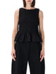 Ganni Ganni Black Smock Tie Cotton Top