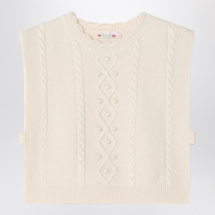 Bonpoint Beige Wool Gilet With A Braided Pattern