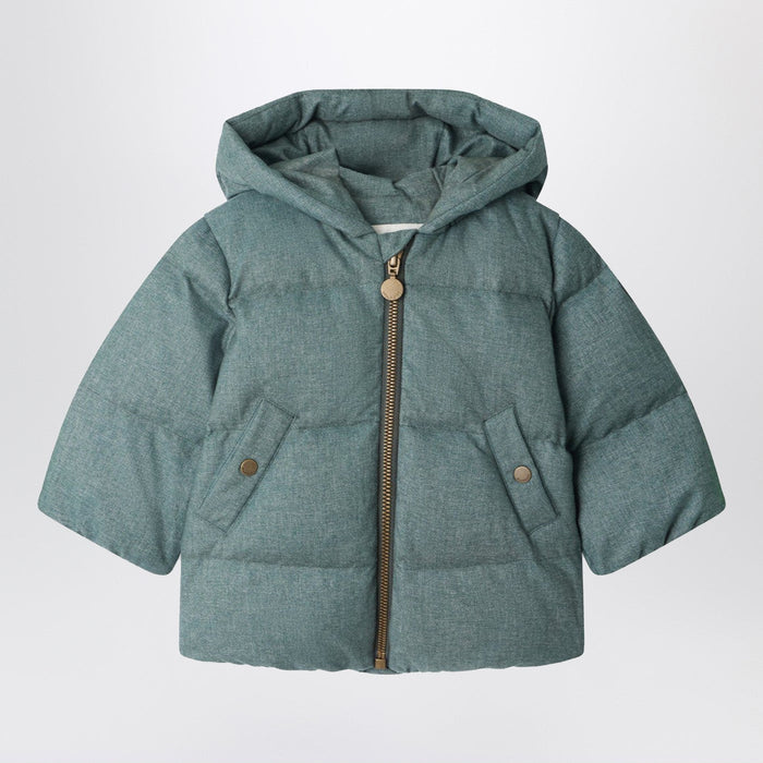 Bonpoint Bozen Teal Zip-Up Down Jacket