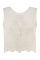 Maurizio Mykonos Linen Top With Tonal Embroidery And Lace Hem
