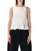 Ganni Ganni White Smock Tie Cotton Top