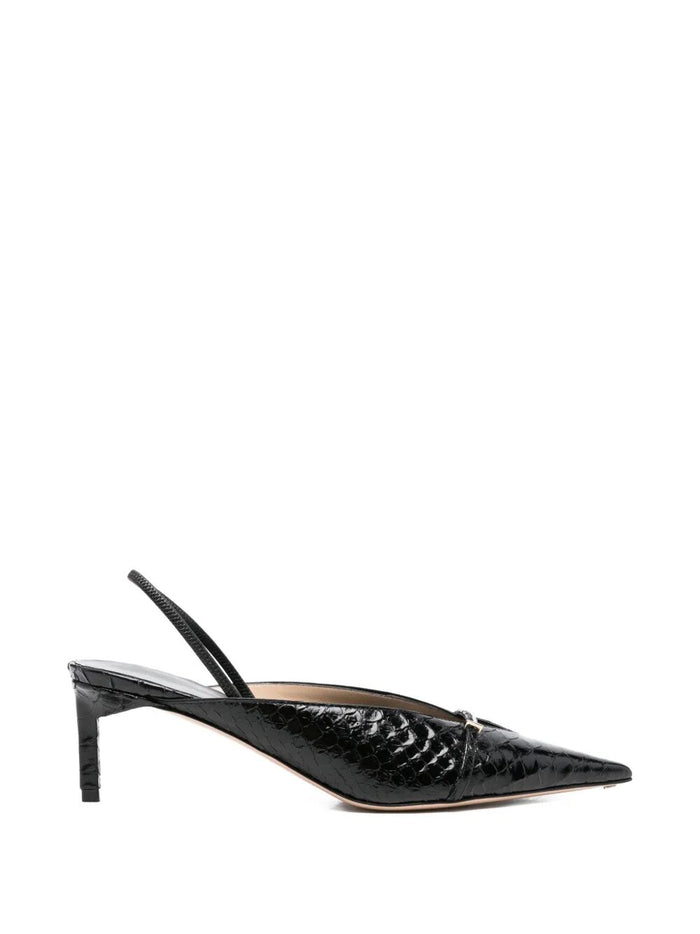 Tom Ford Julienne Semi Shiny Python-Effect Leather Slingback Pumps