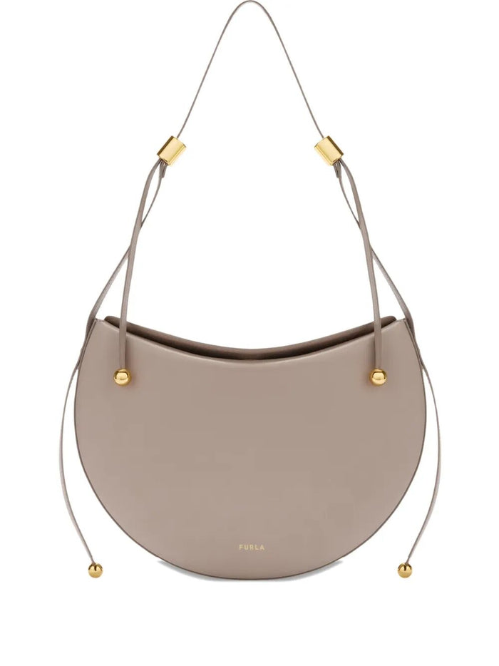 Furla Taupe Grey Leather Shoulder Bag